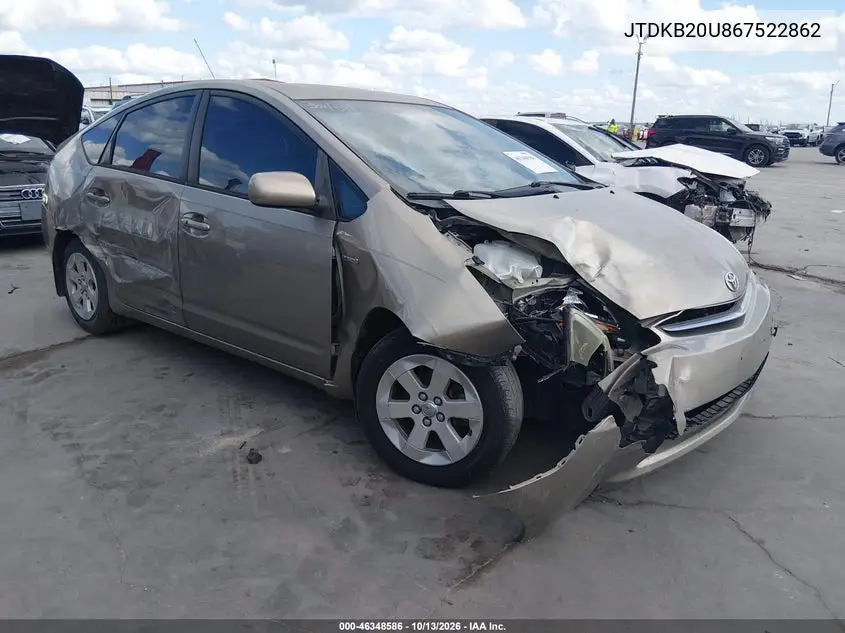 TOYOTA PRIUS 2006, VIN JTDKB20U867522862