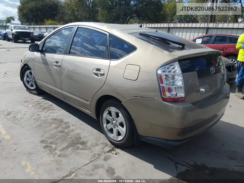 2006 TOYOTA PRIUS VIN JTDKB20U867522862 — фото 3