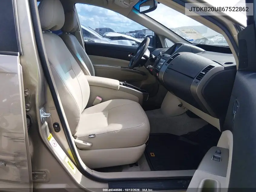 2006 TOYOTA PRIUS VIN JTDKB20U867522862 — фото 5