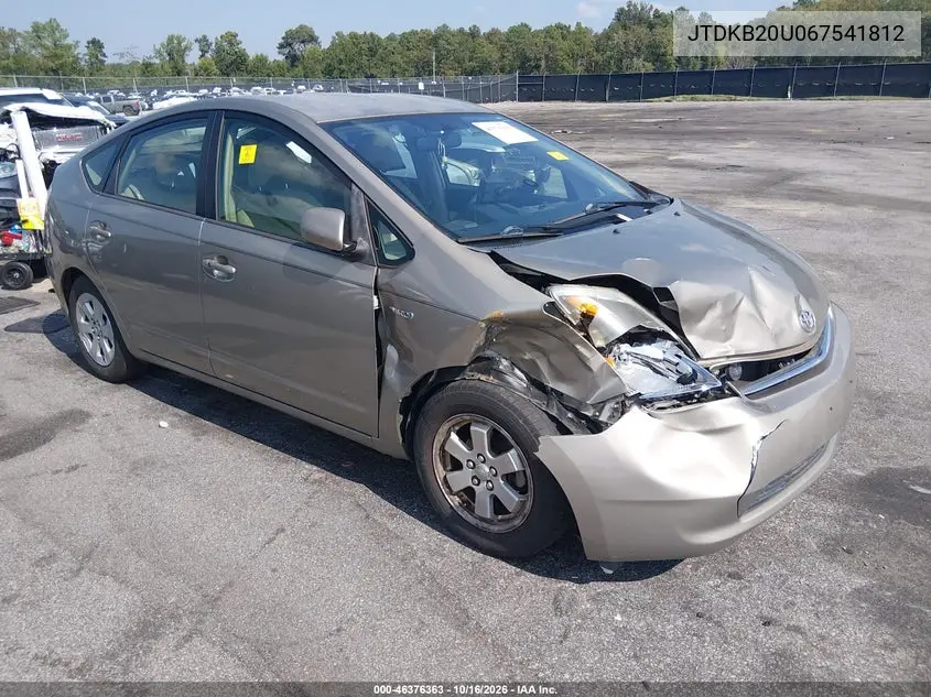 TOYOTA PRIUS 2006, VIN JTDKB20U067541812
