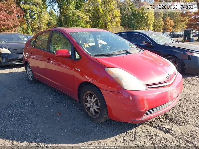 TOYOTA PRIUS 2006, VIN JTDKB20U963174853