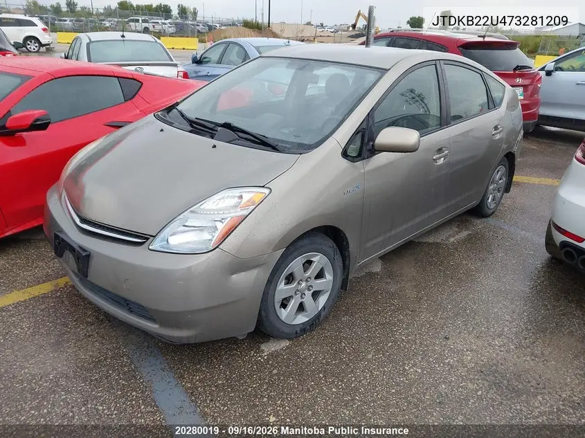 2007 TOYOTA PRIUS VIN JTDKB22U473281209 — фото 2