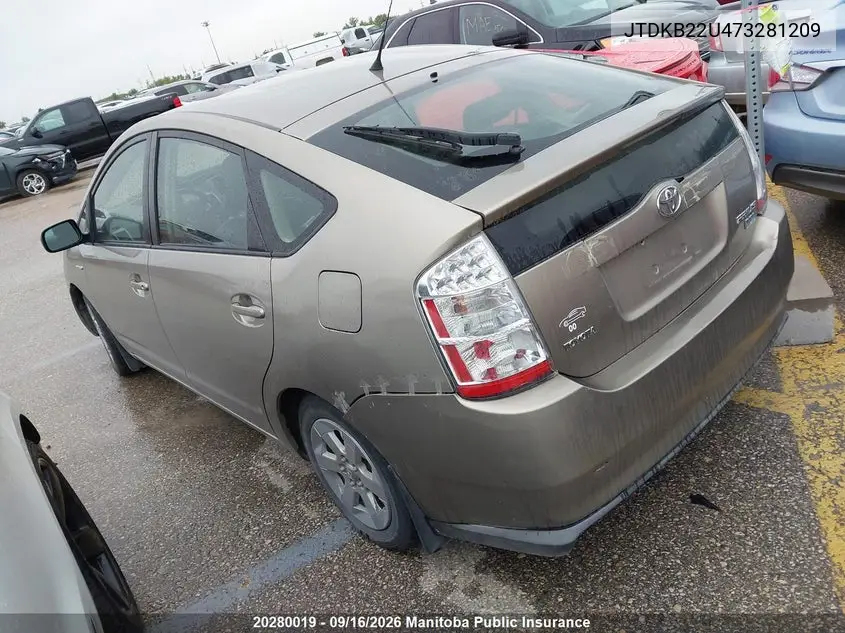 2007 TOYOTA PRIUS VIN JTDKB22U473281209 — фото 3