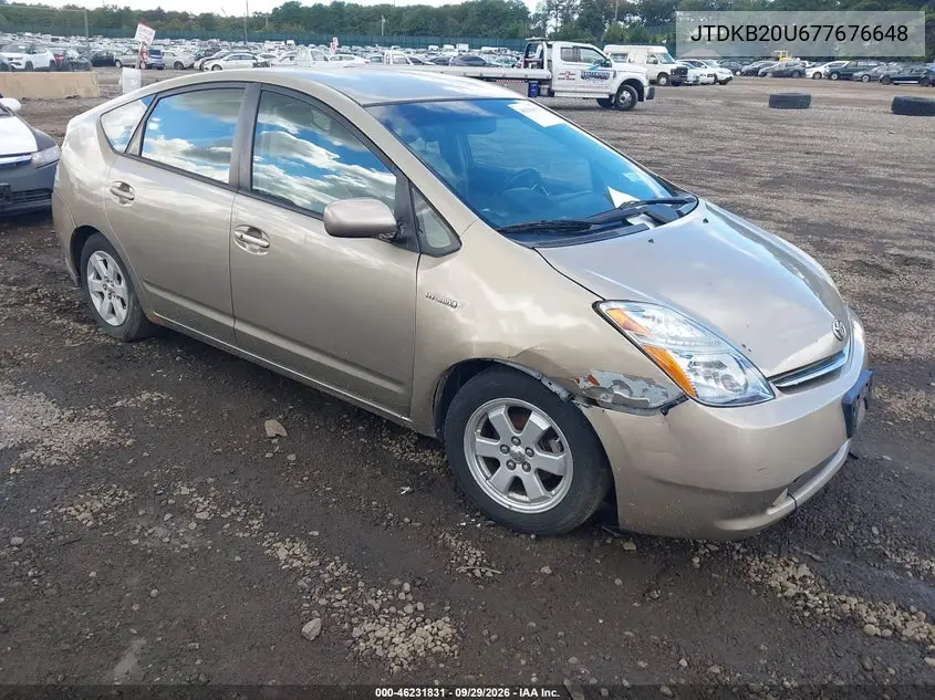 TOYOTA PRIUS 2007, VIN JTDKB20U677676648
