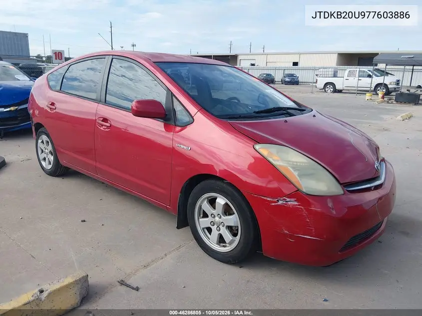 TOYOTA PRIUS 2007, VIN JTDKB20U977603886