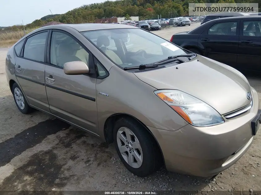 TOYOTA PRIUS 2007, VIN JTDKB20U777599594