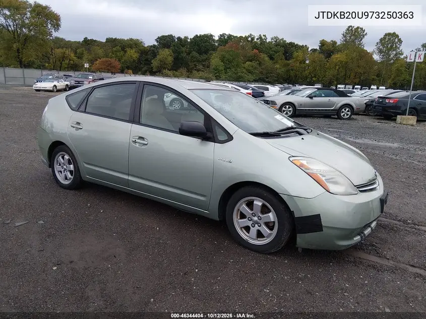TOYOTA PRIUS 2007, VIN JTDKB20U973250363