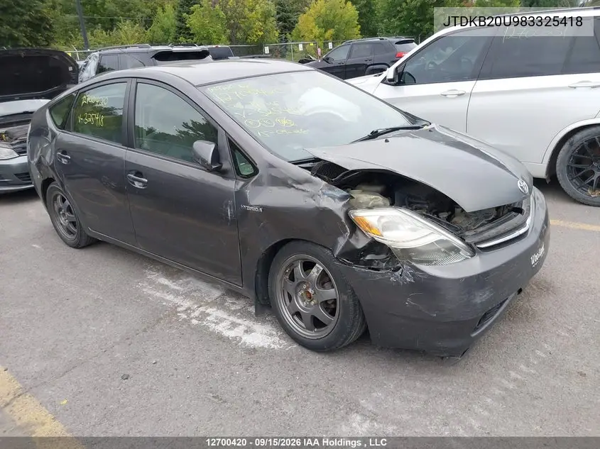 TOYOTA PRIUS 2008, VIN JTDKB20U983325418