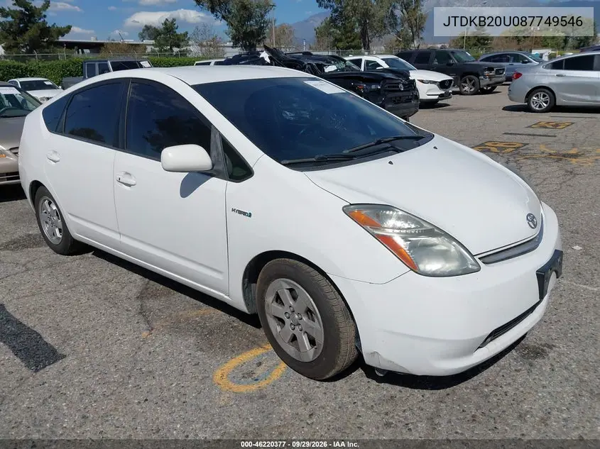 TOYOTA PRIUS 2008, VIN JTDKB20U087749546