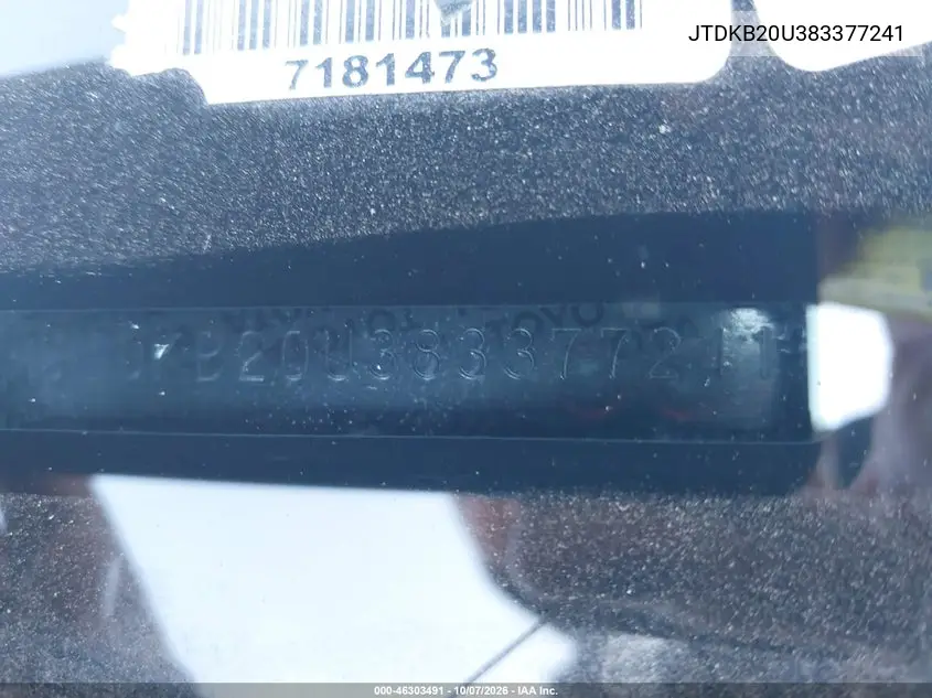 2008 TOYOTA PRIUS VIN JTDKB20U383377241 — фото 9