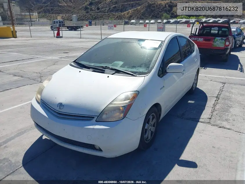 2008 TOYOTA PRIUS VIN JTDKB20U687816232 — фото 2