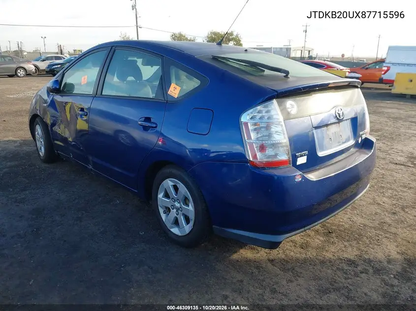 2008 TOYOTA PRIUS VIN JTDKB20UX87715596 — фото 3