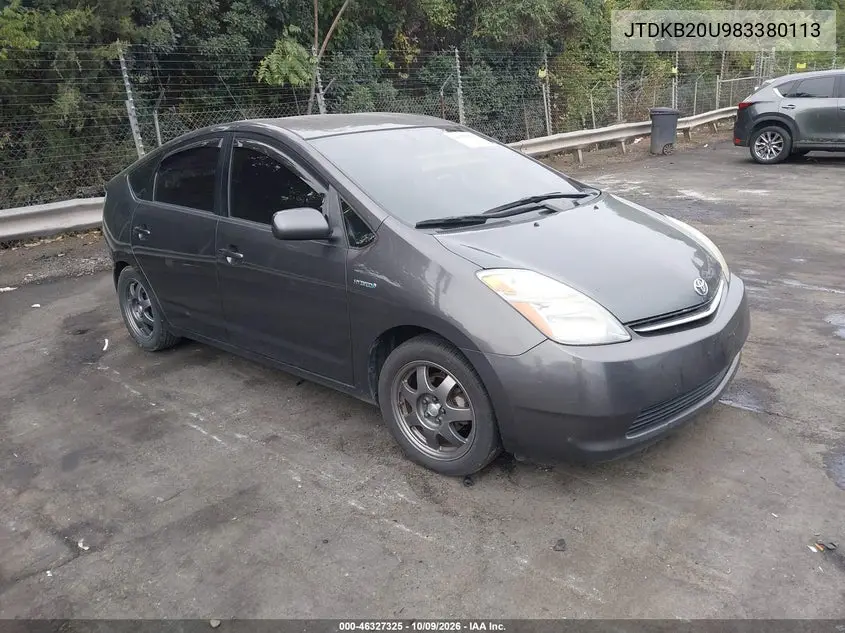 TOYOTA PRIUS 2008, VIN JTDKB20U983380113