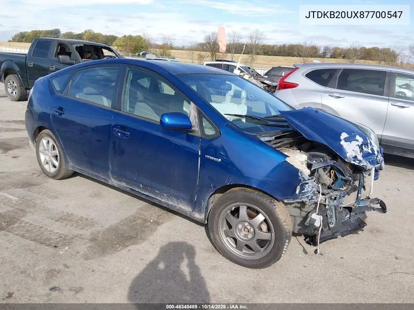 TOYOTA PRIUS 2008, VIN JTDKB20UX87700547