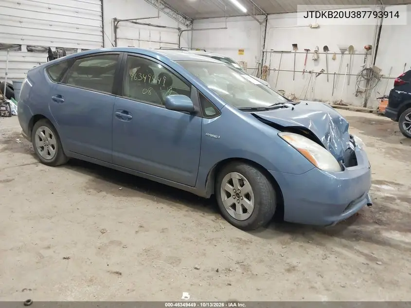 TOYOTA PRIUS 2008, VIN JTDKB20U387793914