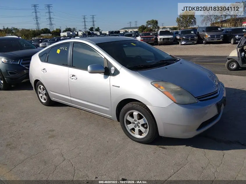 TOYOTA PRIUS 2008, VIN JTDKB20U183304112