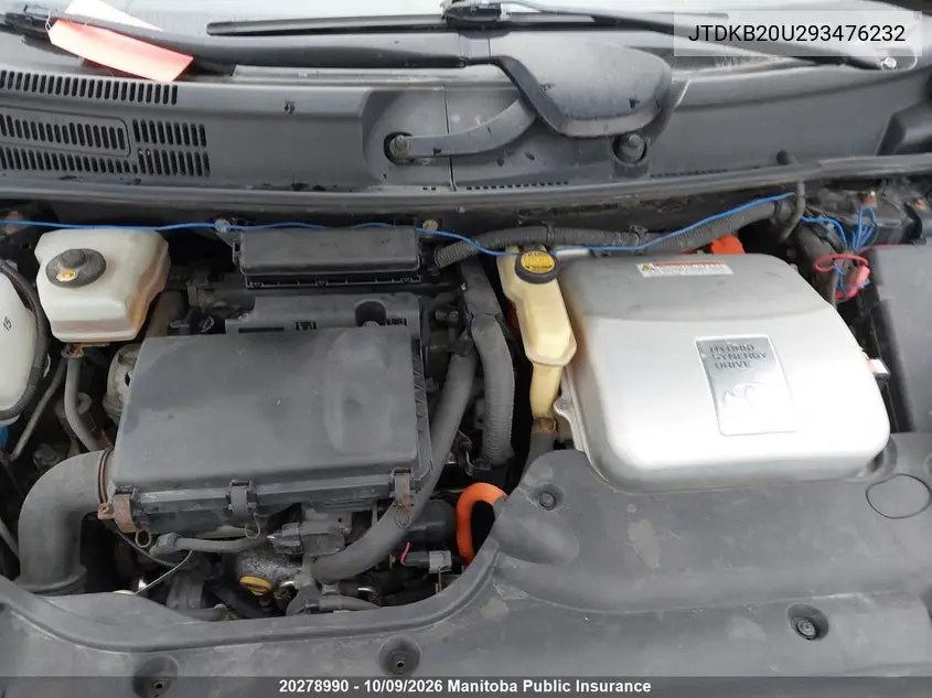 2009 TOYOTA PRIUS VIN JTDKB20U293476232 — фото 10