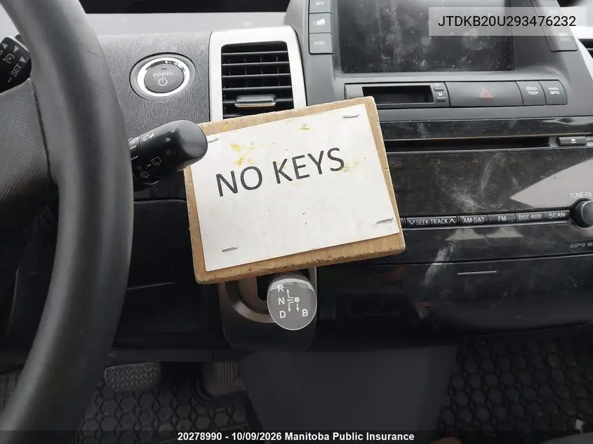 2009 TOYOTA PRIUS VIN JTDKB20U293476232 — фото 11