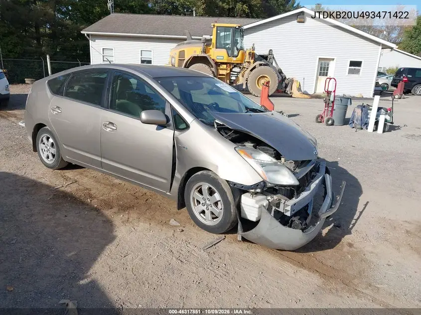 TOYOTA PRIUS 2009, VIN JTDKB20U493471422