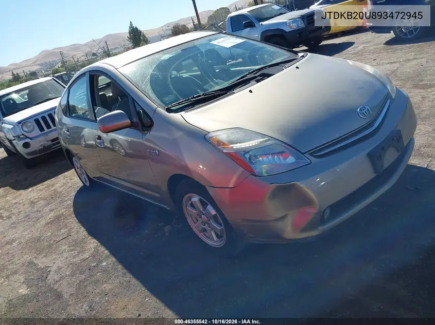 TOYOTA PRIUS 2009, VIN JTDKB20U893472945