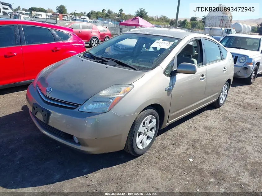 2009 TOYOTA PRIUS VIN JTDKB20U893472945 — фото 2