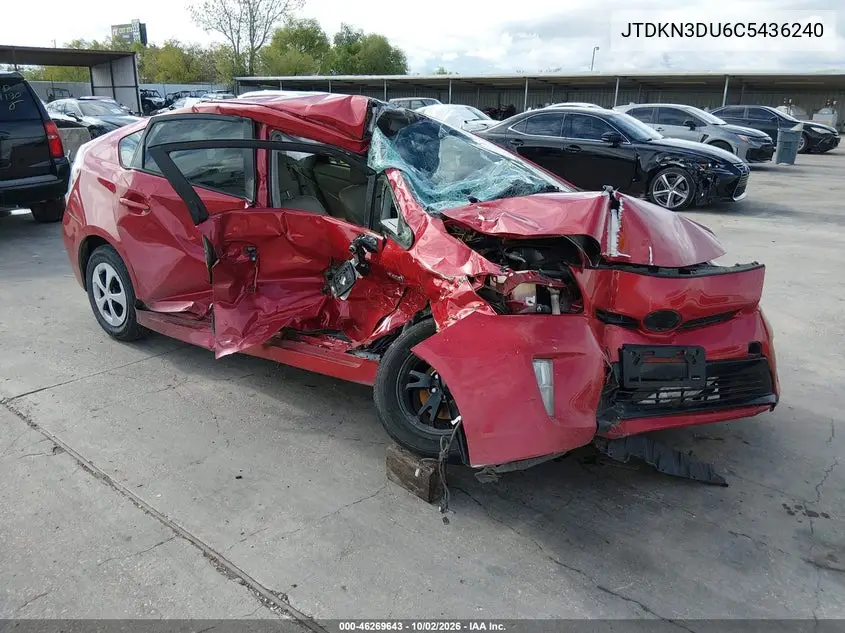 TOYOTA PRIUS 2012, VIN JTDKN3DU6C5436240