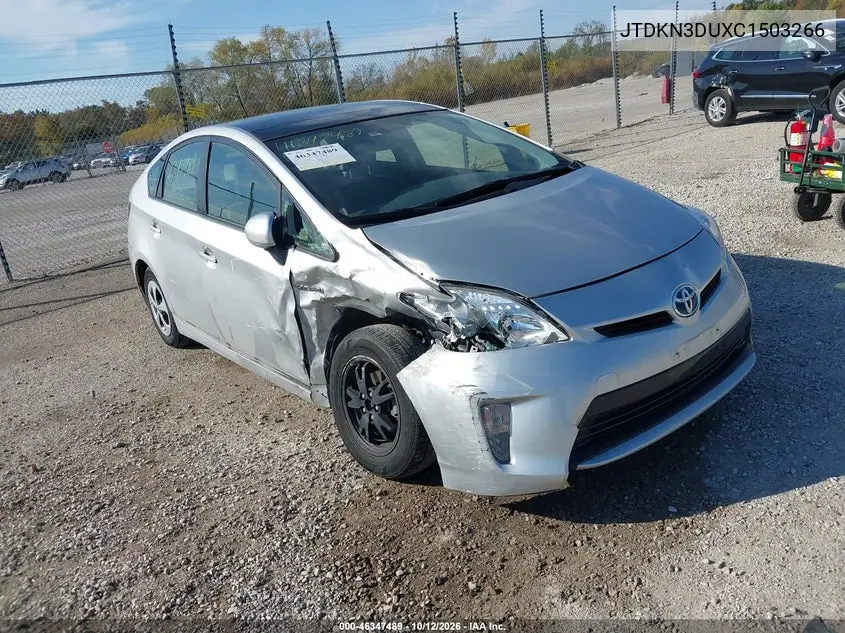 TOYOTA PRIUS 2012, VIN JTDKN3DUXC1503266