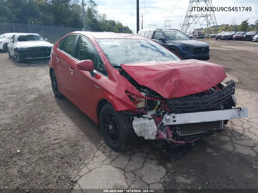 TOYOTA PRIUS 2012, VIN JTDKN3DU9C5451749