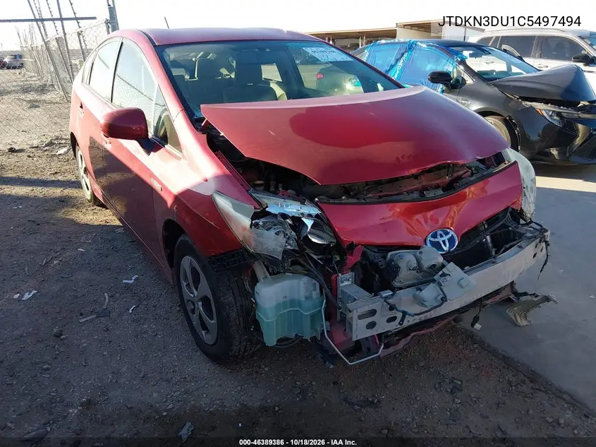 TOYOTA PRIUS 2012, VIN JTDKN3DU1C5497494