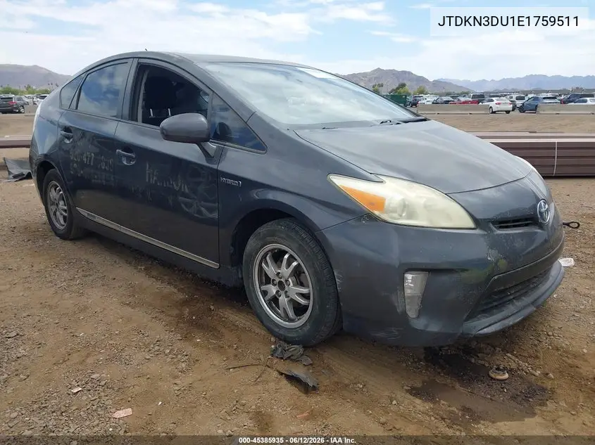 TOYOTA PRIUS 2014, VIN JTDKN3DU2E0377672
