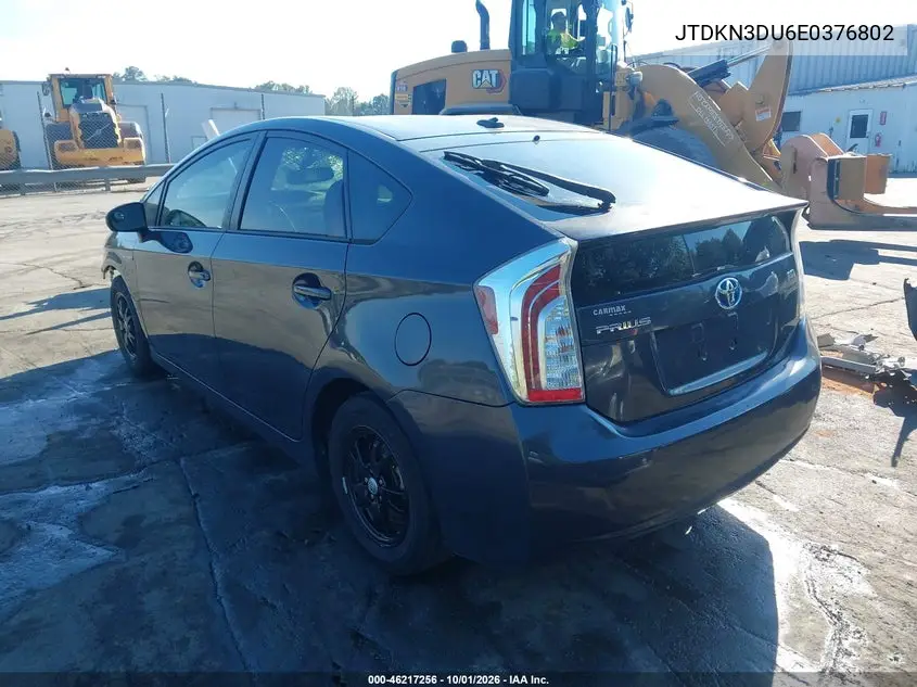 TOYOTA PRIUS 2014, VIN JTDKN3DU6E0376802