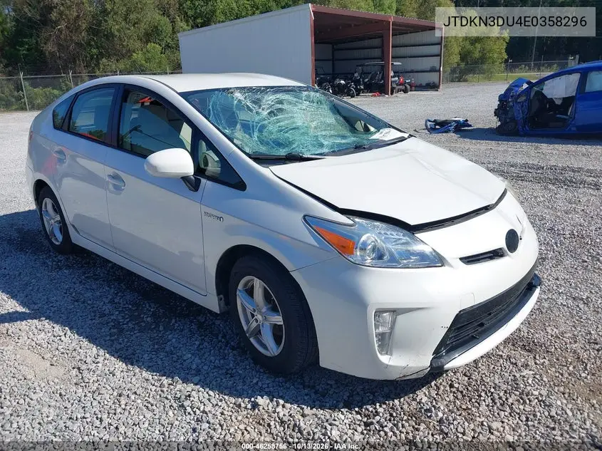 TOYOTA PRIUS 2014, VIN JTDKN3DU4E0358296