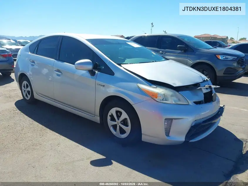 TOYOTA PRIUS 2014, VIN JTDKN3DUXE1804381