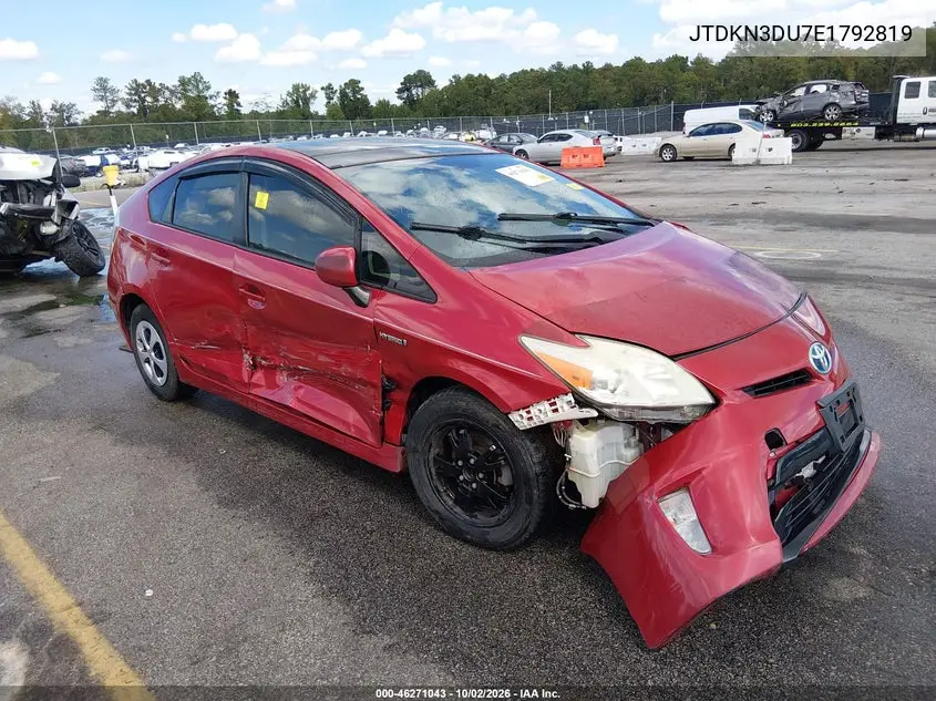 TOYOTA PRIUS 2014, VIN JTDKN3DU7E1792819