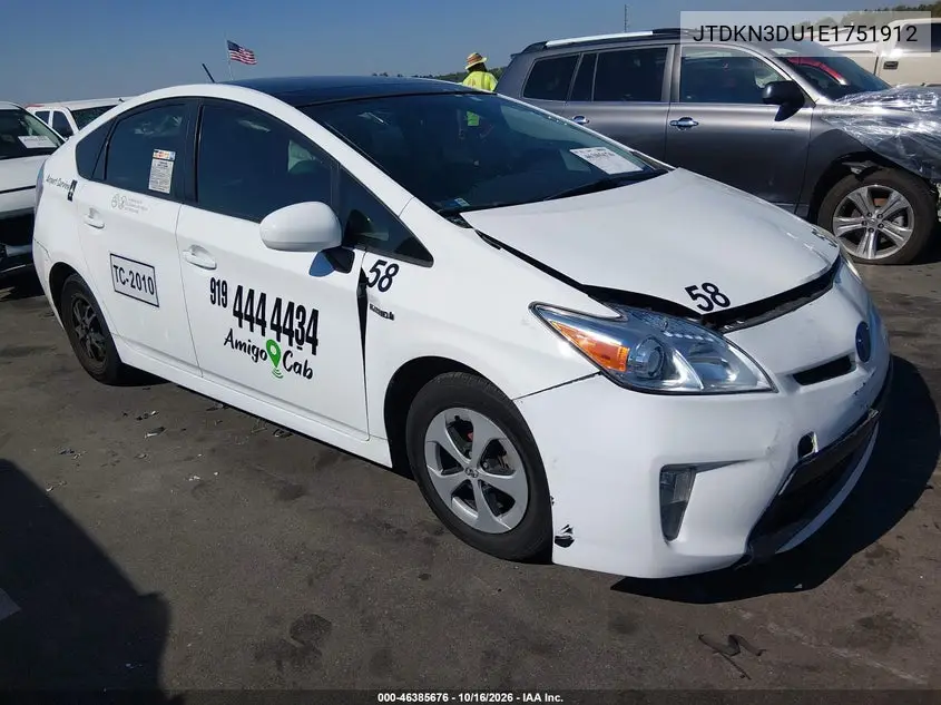 TOYOTA PRIUS 2014, VIN JTDKN3DU1E1751912