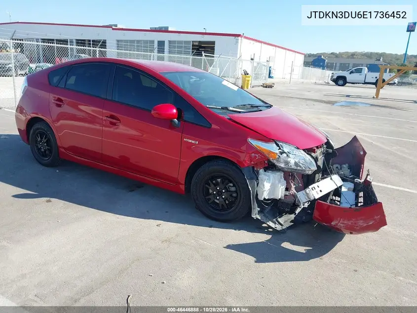 TOYOTA PRIUS 2014, VIN JTDKN3DU6E1736452
