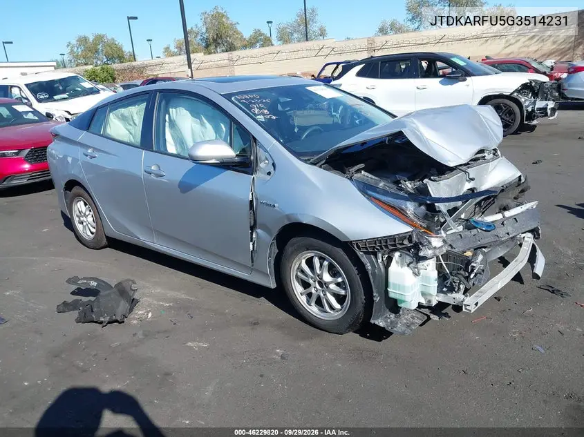 TOYOTA PRIUS 2016, VIN JTDKARFU5G3514231