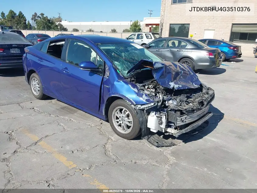 TOYOTA PRIUS 2016, VIN JTDKBRFU4G3510376