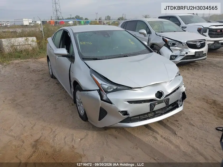 TOYOTA PRIUS 2017, VIN JTDKBRFU2H3034565