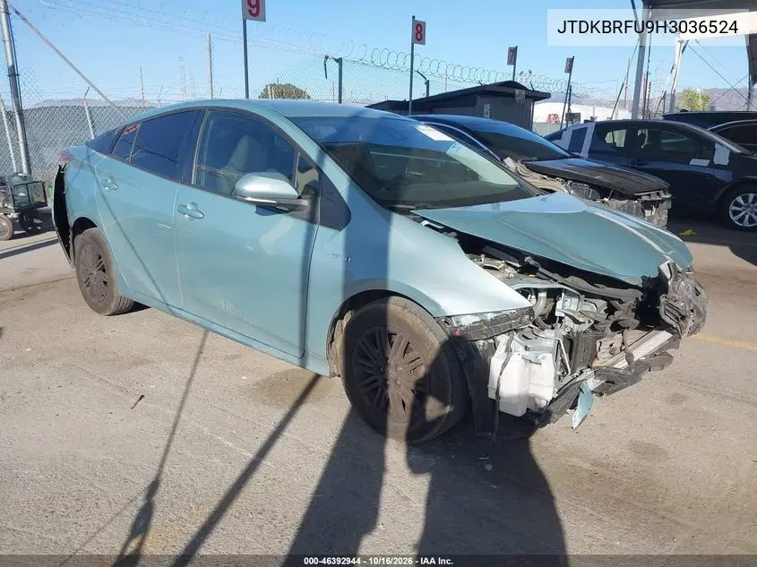 TOYOTA PRIUS 2017, VIN JTDKBRFU9H3036524