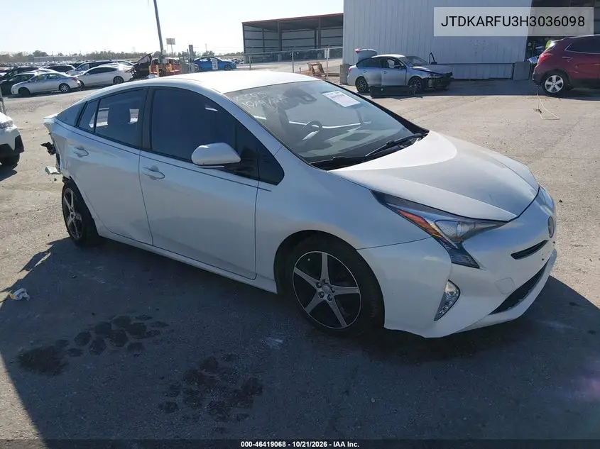 TOYOTA PRIUS 2017, VIN JTDKARFU3H3036098