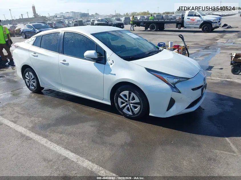 TOYOTA PRIUS 2017, VIN JTDKARFU5H3540524