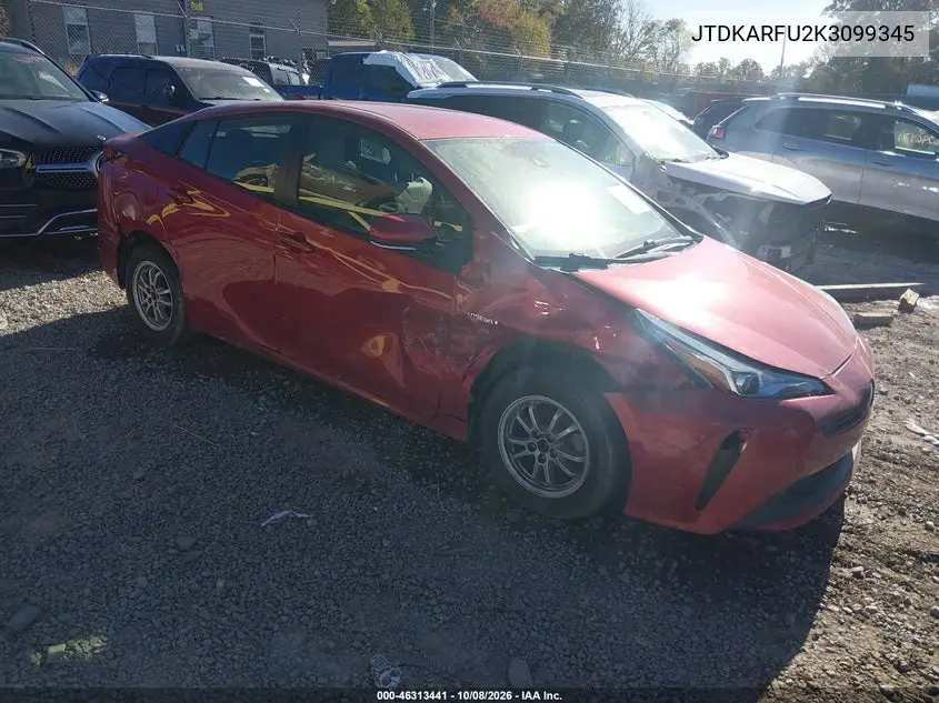 TOYOTA PRIUS 2019, VIN JTDKARFU2K3099345