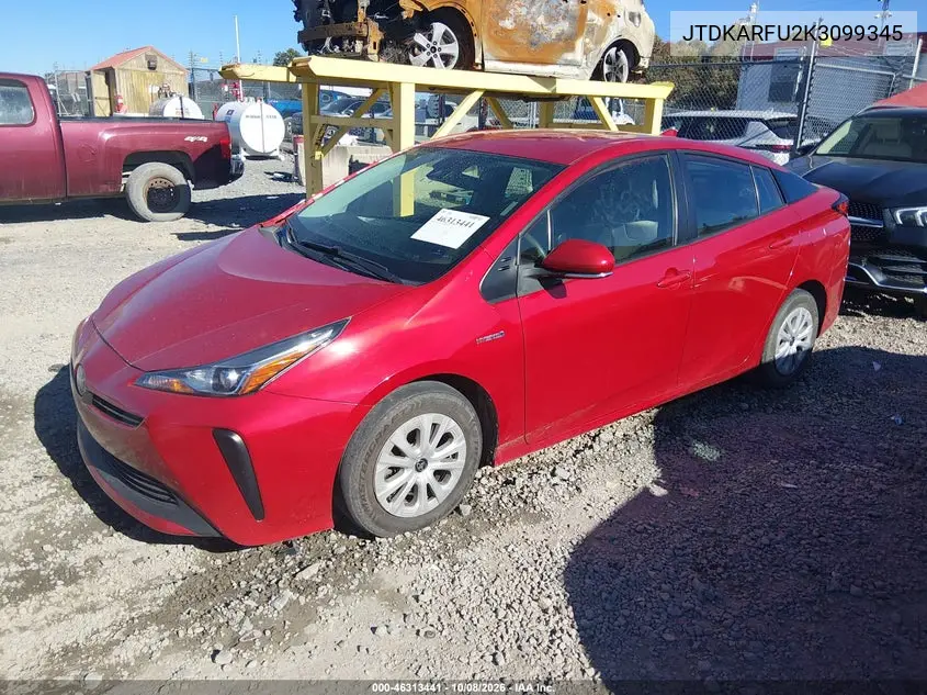 2019 TOYOTA PRIUS VIN JTDKARFU2K3099345 — фото 2