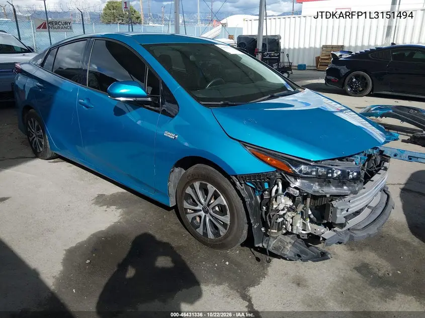 TOYOTA PRIUS 2020, VIN JTDKARFP1L3151494