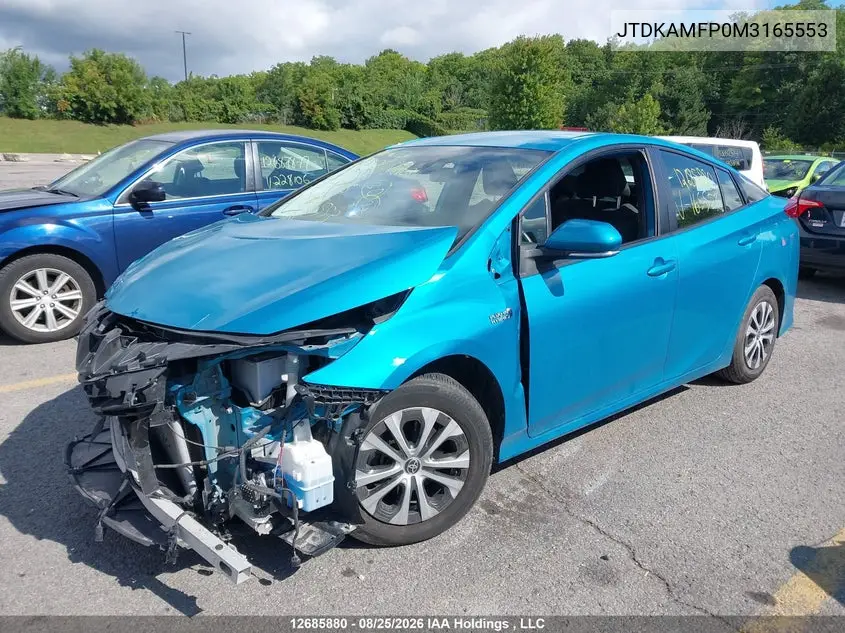 2021 TOYOTA PRIUS VIN JTDKAMFP0M3165553 — фото 2
