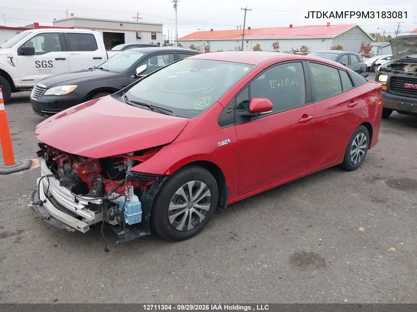 2021 TOYOTA PRIUS VIN JTDKAMFP9M3183081 — фото 2