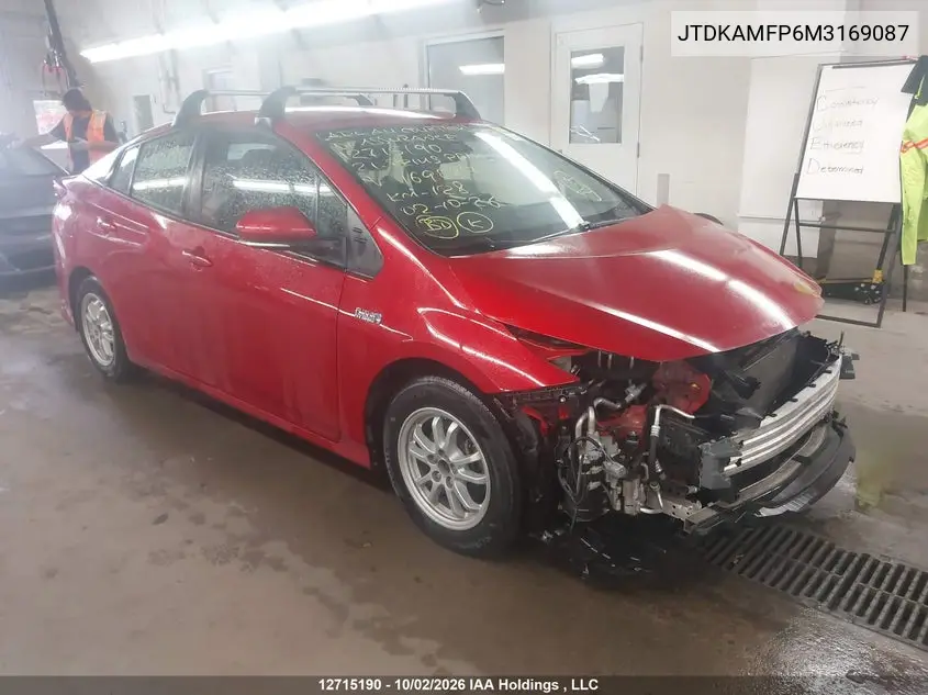 TOYOTA PRIUS 2021, VIN JTDKAMFP6M3169087