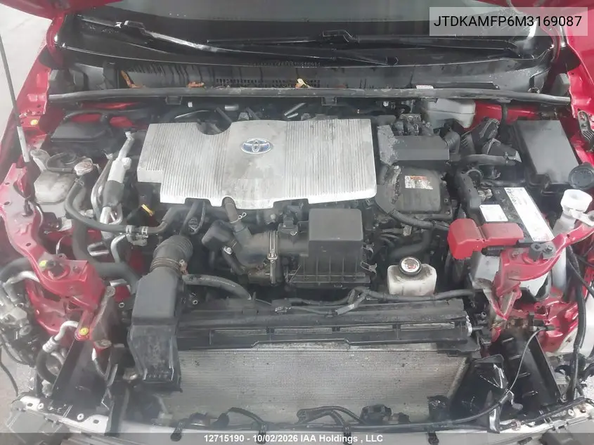 2021 TOYOTA PRIUS VIN JTDKAMFP6M3169087 — фото 10