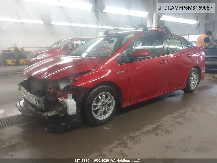 2021 TOYOTA PRIUS VIN JTDKAMFP6M3169087 — фото 2